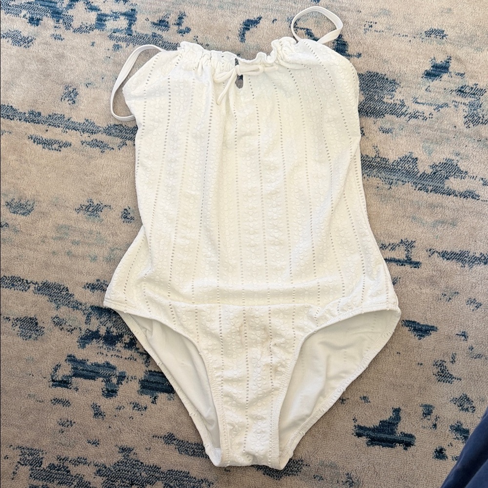 Old Navy White Eyelet One-Piece Swimsuit with Tie